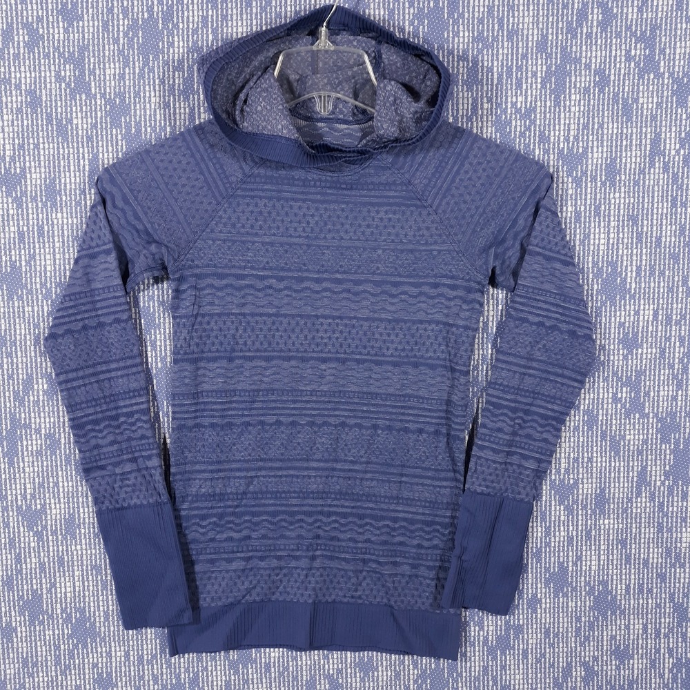 Lululemon Hoodie Womens Size XS Raglan Knit Textured Pullover Blue Raglan